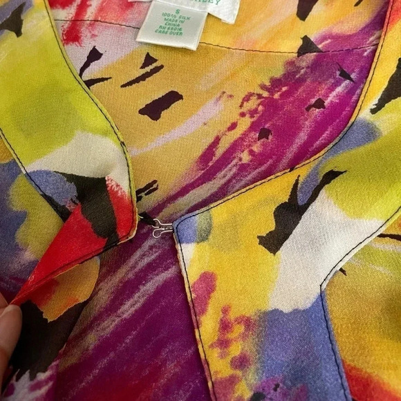 3 For $15 Laura Ashley 100% Silk Sheer Floral Sequin Jacket Size S - Picture 6 of 8